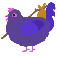 A overcast and indigo chicken with a lace pattern
