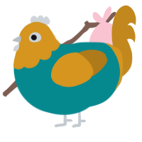 Sandbar, a teal and ochre chicken with a head pattern