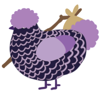A navy and lilac chicken with a lace pattern