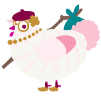 A white and rose chicken with a bar pattern
