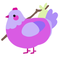 A orchid and lilac chicken with a head pattern