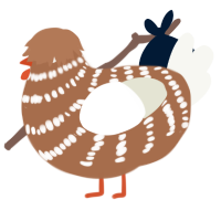 A brown and white chicken with a bar pattern