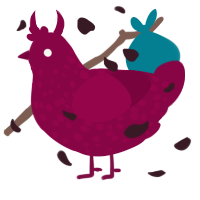 A maroon chicken with a speckle pattern