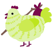 A apple and lime chicken with a bar pattern