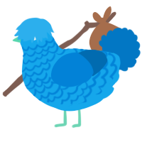 A sky and sapphire chicken with a lace pattern