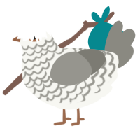 A white and ash chicken with a lace pattern