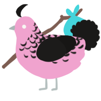 A pink and sable chicken with a half-lace pattern
