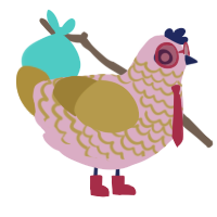 A pink and gold chicken with a lace pattern