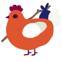 A vermilion and white chicken