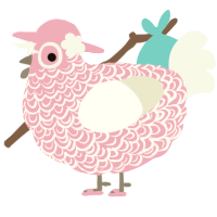 A pink and white chicken with a double-lace pattern