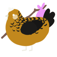 A ochre and sable chicken with a half-lace pattern