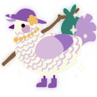 A white and lilac chicken with a lace pattern