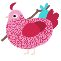 A pink and crimson chicken with a double-lace pattern