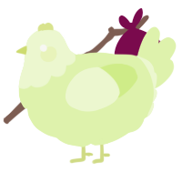 A apple chicken with a head pattern
