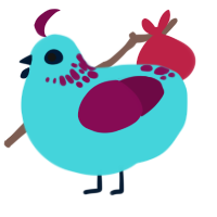 Permea, a aqua and wine chicken with a neck-speckle pattern