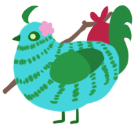 A aqua and viridian chicken with a bar pattern