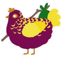 A wine and yellow chicken with a half-lace pattern