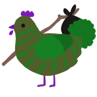 A olive and leaf chicken with a bar pattern