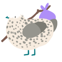 A cream and ash chicken with a speckle pattern