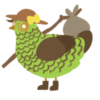 A grass and bark chicken with a lace pattern