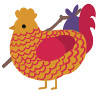 A orange and crimson chicken with a lace pattern