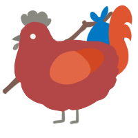 A red and vermilion chicken