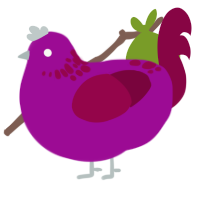 A plum and maroon chicken with a neck-speckle pattern