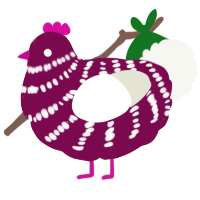 A wine and white chicken with a bar pattern