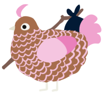 A brown and pink chicken with a lace pattern