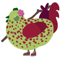 A apple and crimson chicken with a speckle pattern