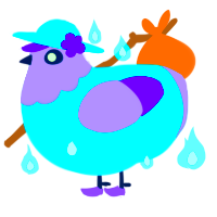 A sky and lilac chicken with a head pattern