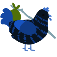 A cream and honey chicken with a bar pattern