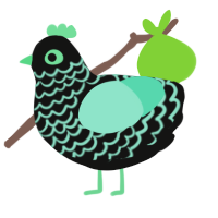 A black and mint chicken with a lace pattern