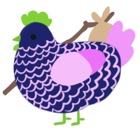 A navy and lavender chicken with a lace pattern