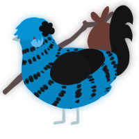 A cerulean and sable chicken with a bar pattern