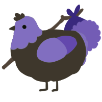 A bark and lilac chicken with a head pattern