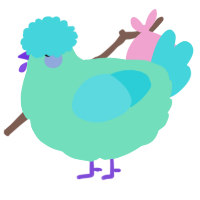 A mint and aqua chicken