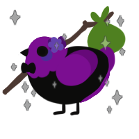 A black and amethyst chicken with a head pattern