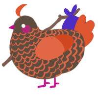 A bark and vermilion chicken with a lace pattern