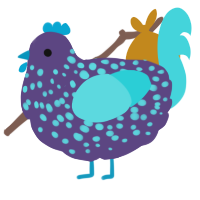 A overcast and aqua chicken with a speckle pattern