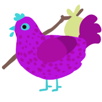 A amethyst and plum chicken with a speckle pattern