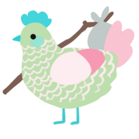 A gluppy and rose chicken with a lace pattern