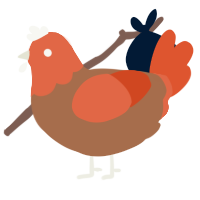 A brown and vermilion chicken with a head pattern