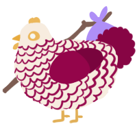 A cream and maroon chicken with a lace pattern