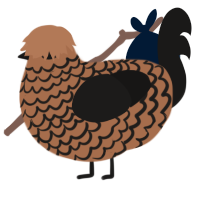 Cookiedough, a brown and sable chicken with a lace pattern
