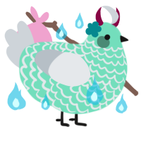 yangu, a mint and mist chicken with a lace pattern