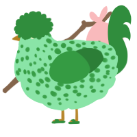 A mint and viridian chicken with a speckle pattern
