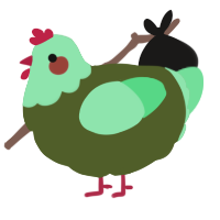A olive and spring chicken with a head pattern