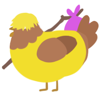 A yellow and brown chicken with a head pattern