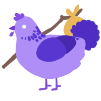 A lilac and indigo chicken with a neck-speckle pattern